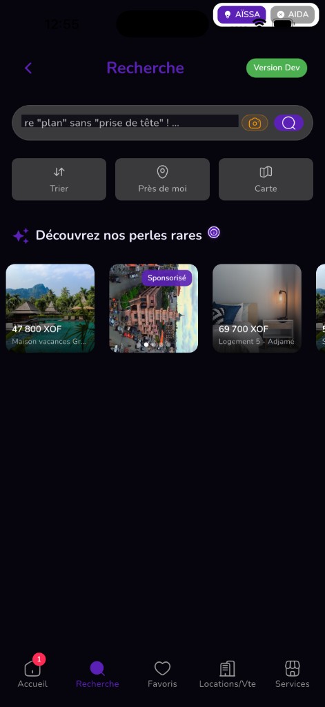 Onglet Recherche, filtres et perles rares